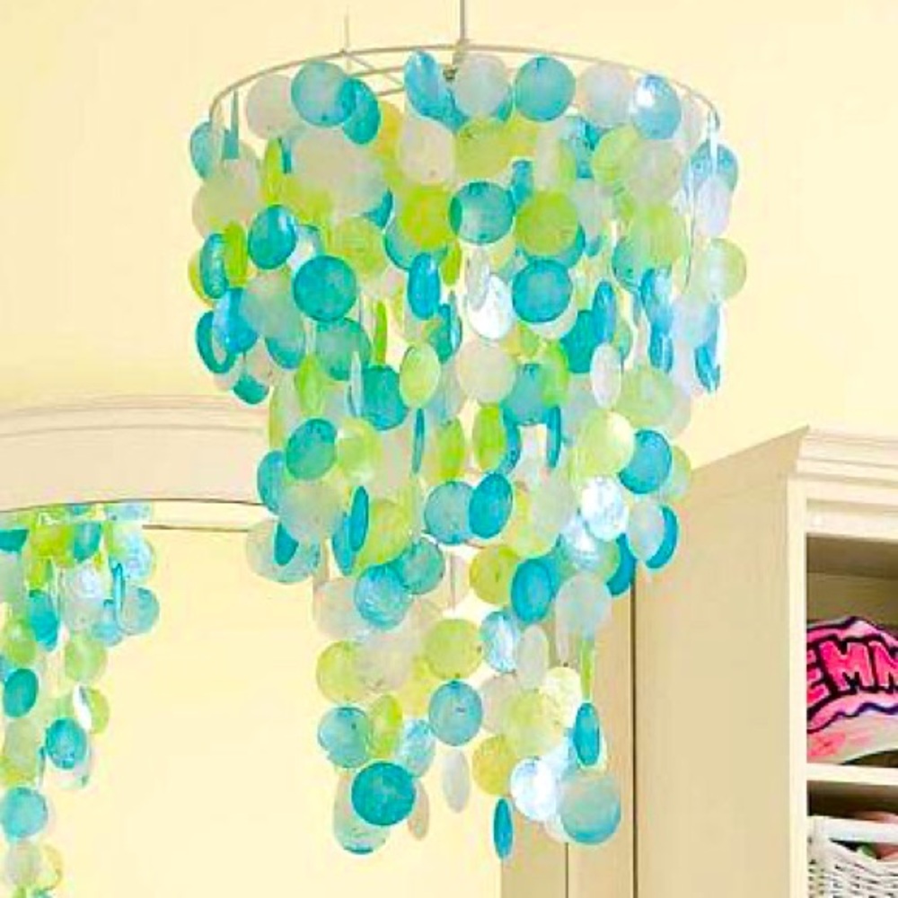 Capiz Chandelier | turquoise- blue- green Capiz shells |Pottery Barn